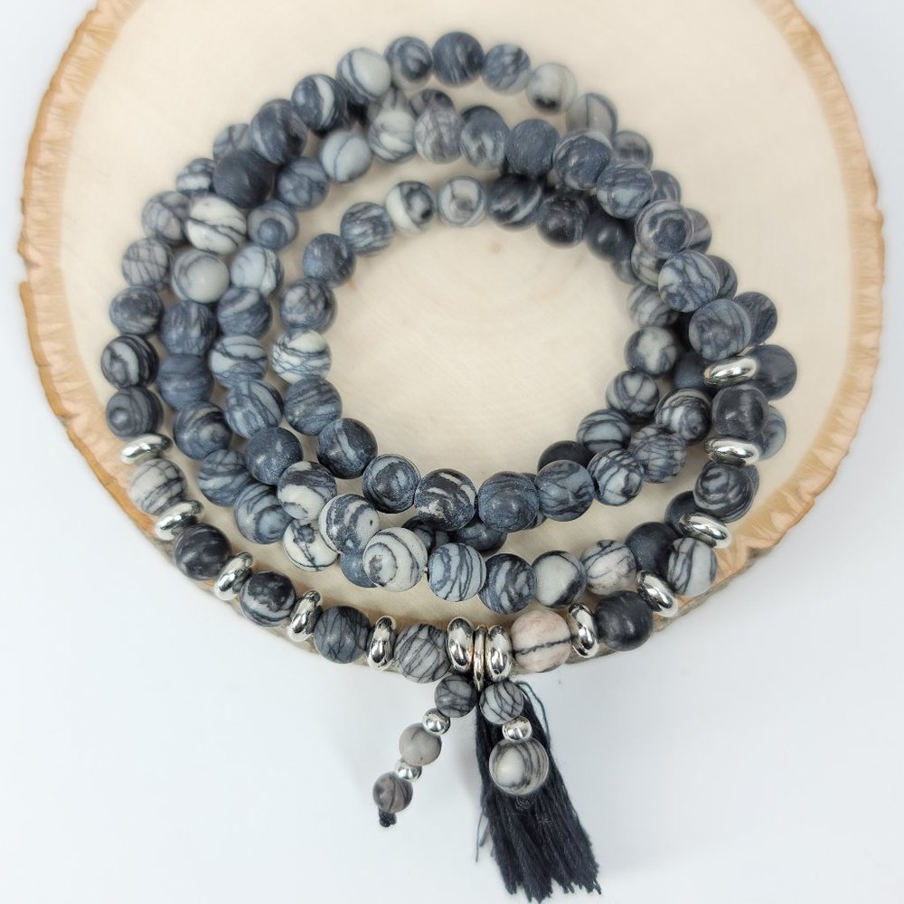 NWT 108 Mala Agates Natural Stones Bracelet NWT - Picture 3 of 6